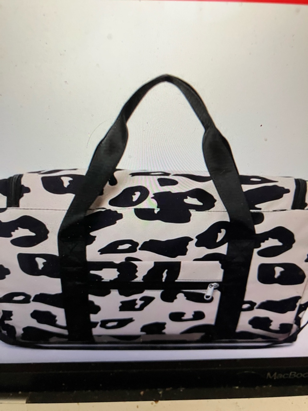Stylish Black and Cream Leopard Print Weekender Bag